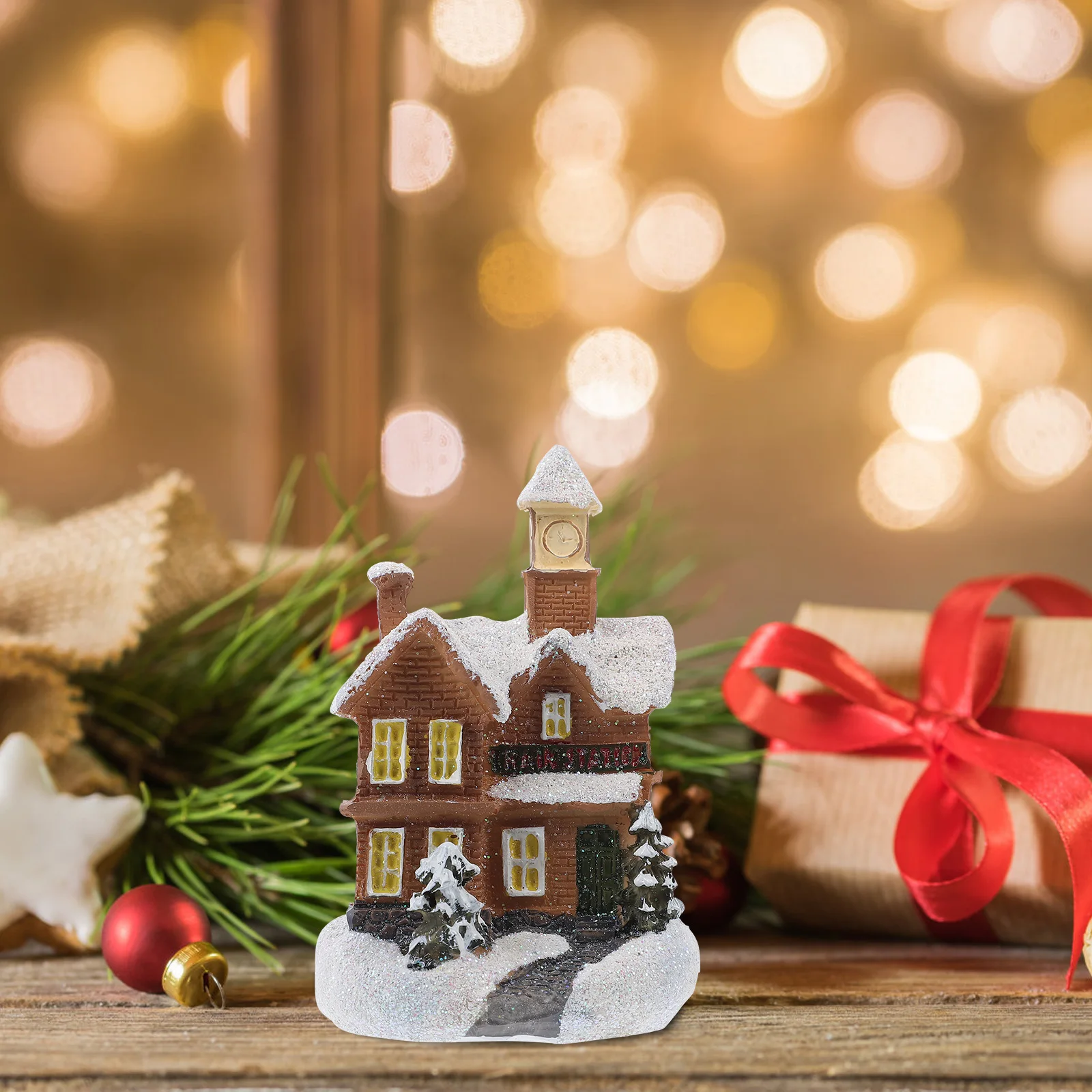 

1pc Resin Mini Decoration Small House Decorations Festival Ornament Desktop Xmas Supply Small House Gift Micro Decor