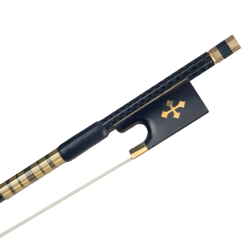 LOOK Advanced Carbon Fiber 4/4 Violin Bow Grid Carbon Fiber Round Stick With Ebony Frog Well Balance