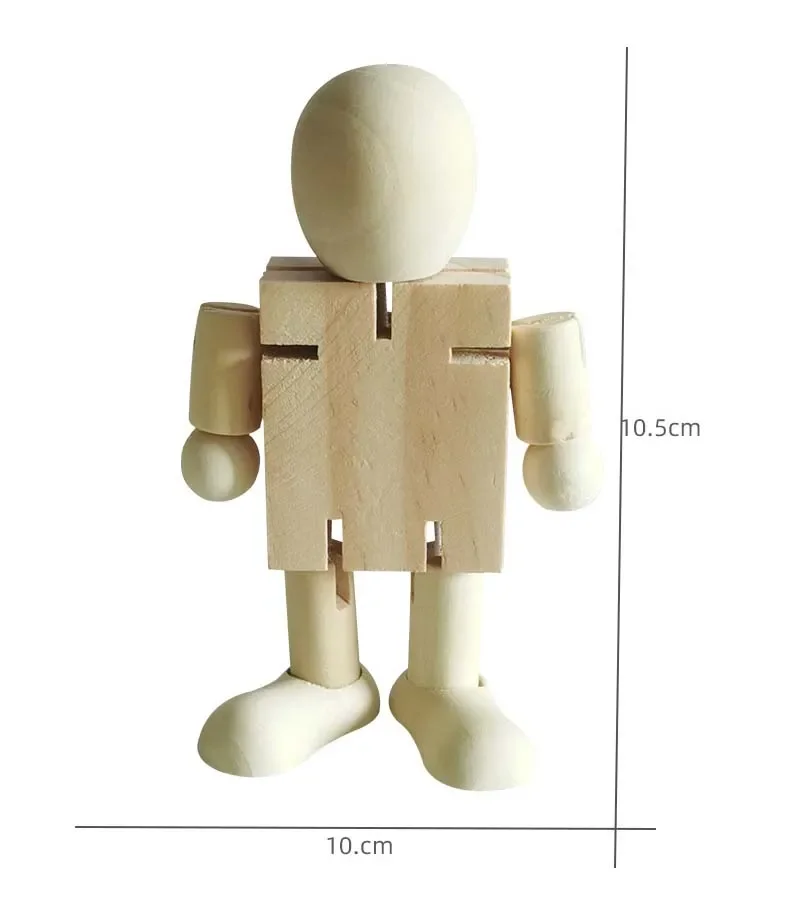 1pc Wooden Robot Toy Movable Limbs Wooden Toy Figure Model Mannequin Sketch Draw Action Toy Figures