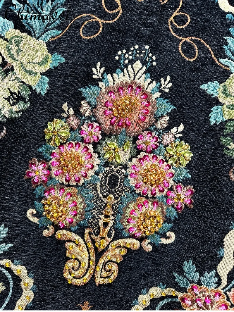 高級レトロビーズ刺繍豪華ミドル丈ジャカードコート レディース 2025秋冬新作 ファッション ゆったりエレガントトレンチコート