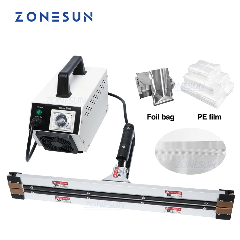 

ZONESUN Instant Hot Plier Portable Impulse Sealer Sealing Machine for Aluminum Vacuum Composite Film Mask Packaging Machine