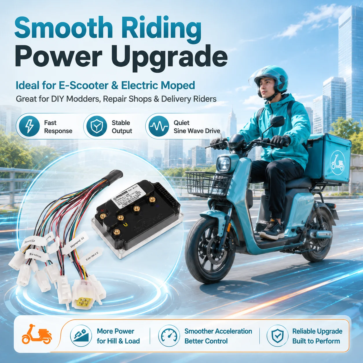 SIHAO Fardriver ND72260 MiNi12 72V 260A BLDC Hall Sensor Programmable Small Controller For 1500W Electric Motorcycle Scooter