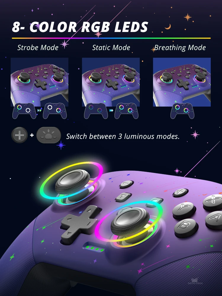 Data Kikker Draadloze Controller Voor Nintendo Switch Oled/Lite/Pc Console Pro Gamepad Met Programmeerbare Turbo Functie Rgb Licht