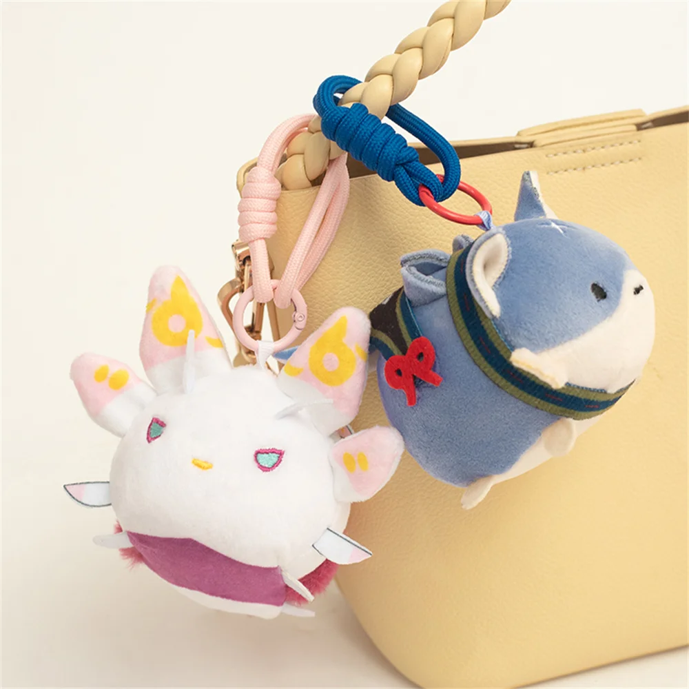 Llavero de Peluche Monster Hunter Rise: Dragón Burbuja Mizutsune y Perro Shiba Inu Palamute, Regalo Coleccionable Kawaii para Fans del Anime y Videojuegos