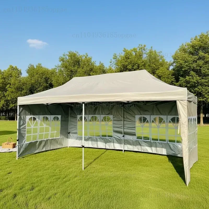 Professional-grade 10x20-foot folding tent with removable walls and custom printing for outdoor exhibitions