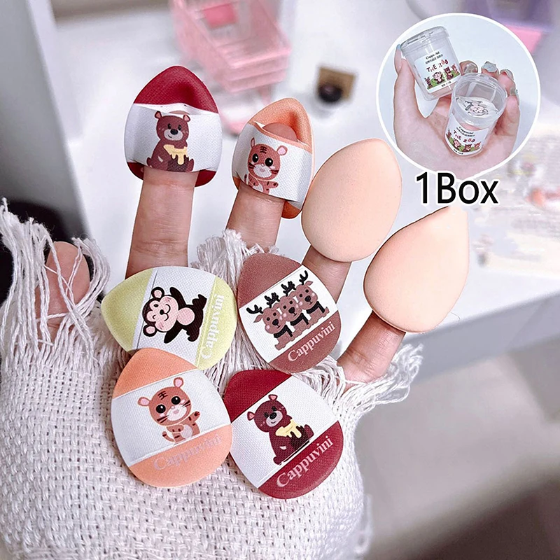 Cartoon Mini Finger Puff Foundation Powder Detail Makeup Sponge Face Concealer Cream Blend Akcesoria kosmetyczne Narzędzia do makijażu