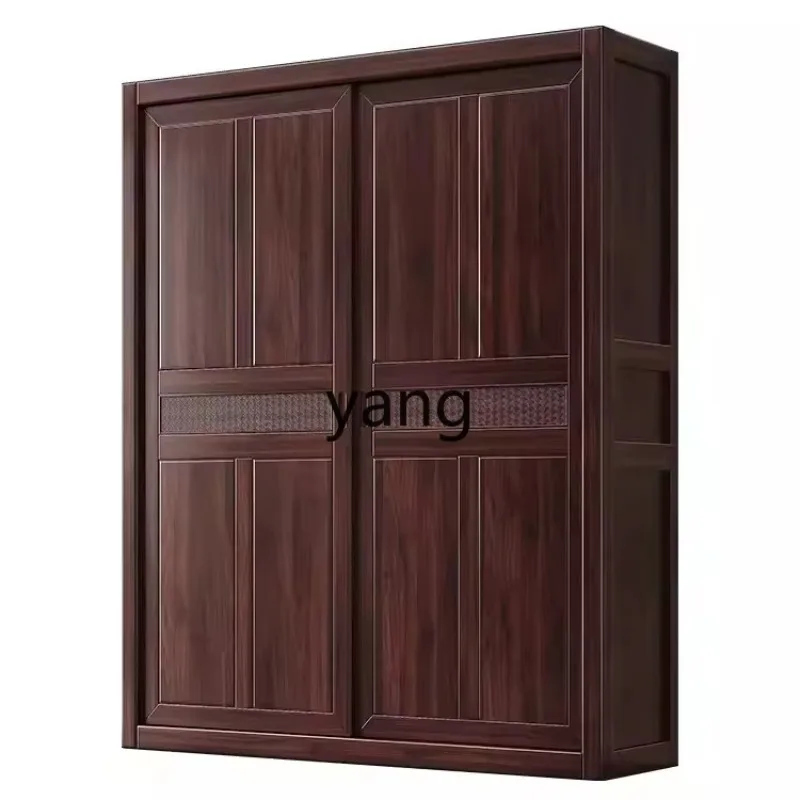 LMM all solid wood new Chinese wardrobe bedroom two door home hanging clothes wardrobe