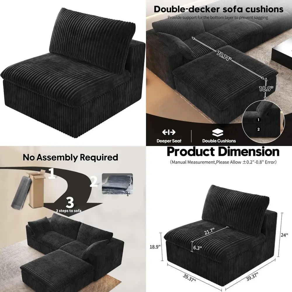 Modular Sectional Sofa with Removable Cushion Covers - Minimalist Design for Modern Living Spaces, Ideal for Home and Office Use