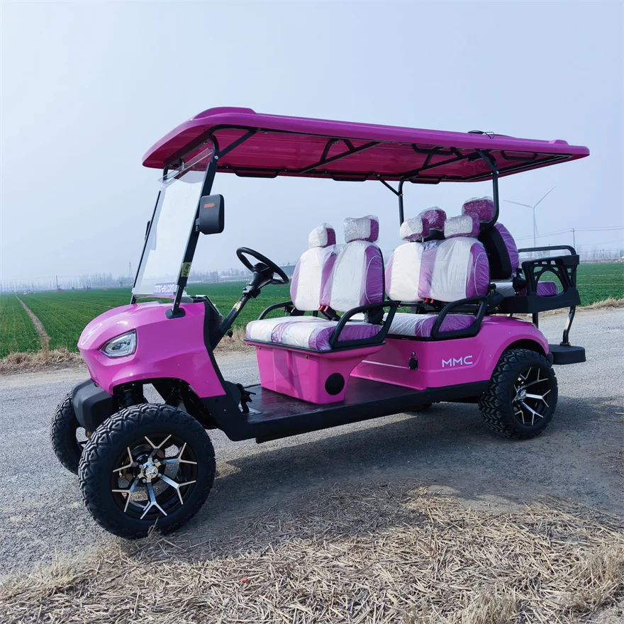 

Wholesale Luxury 6 Seater 4+2 Seat Electric Fast Golf Hunting Cart Battery Powered Karts Car Off Road Golf Carts