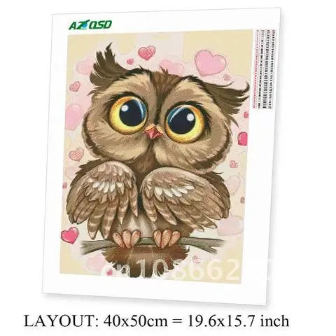 

Full Round Drill Diamond Painting Owl Handmade Gift Diamond Embroidery Animals Mosaic Picture Of Rhinestones Home Decor AZQSD