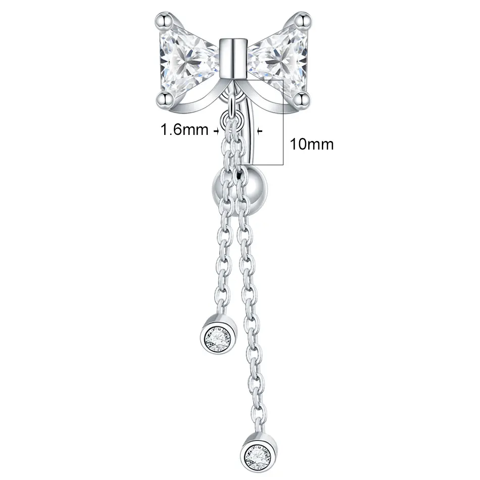 5Pcs/lot Stainless Steel Crystal Belly Button Rings with Chain External Thread Navel Piercing for Women Body Accessaries