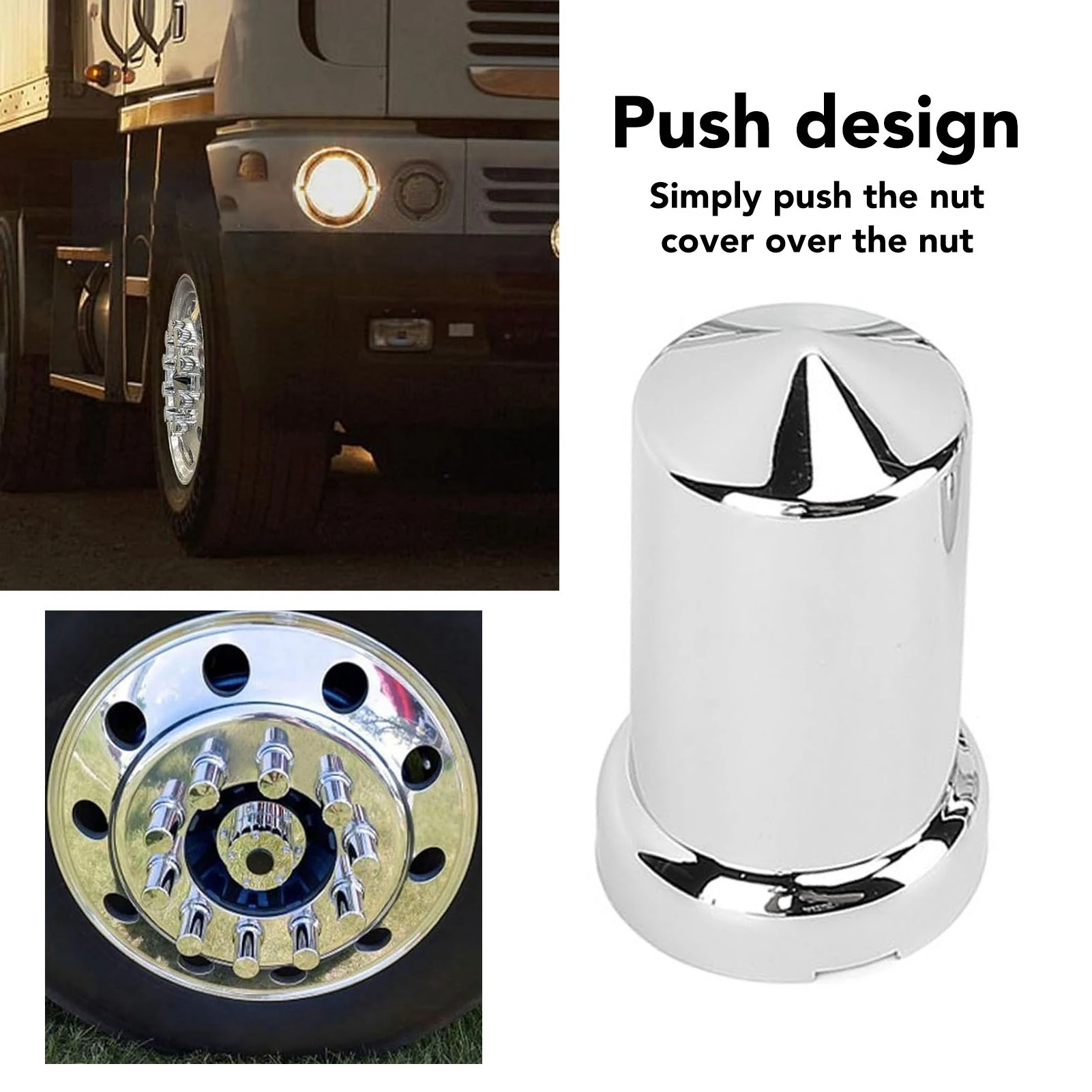 Lug Nut Covers ABS Chrome Plastic Anti Rust 33mm Flanged Lug Nut  for Trucks Trailers and Vehicles Push On Nut Cover