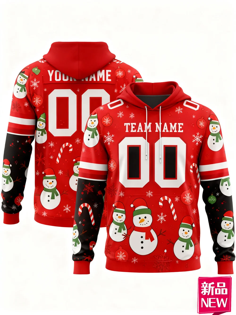 

Men's 3D Print Custom Team Name Hoodies Christmas Elements Long Sleeve Hooded Clothes Loose Casual Comfortable Sports Sweatshirt