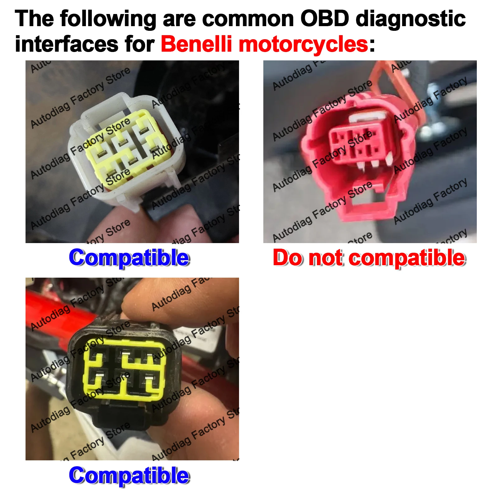 Diagnosekabel für Delphi ECU 6-Pin OBDII Diagnoseadapterkabel für Benelli TNT 25/135/300/600, GT600, 302R, TRK502 Motorrad – Detail 1