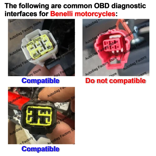 Imagen 2 del producto Cable adaptador de diagnóstico OBD2 para BENELLI, BOSCH ECU, DELPHI ECU, conector convertidor de motocicletas OBDII de 6 pines a 16 pines