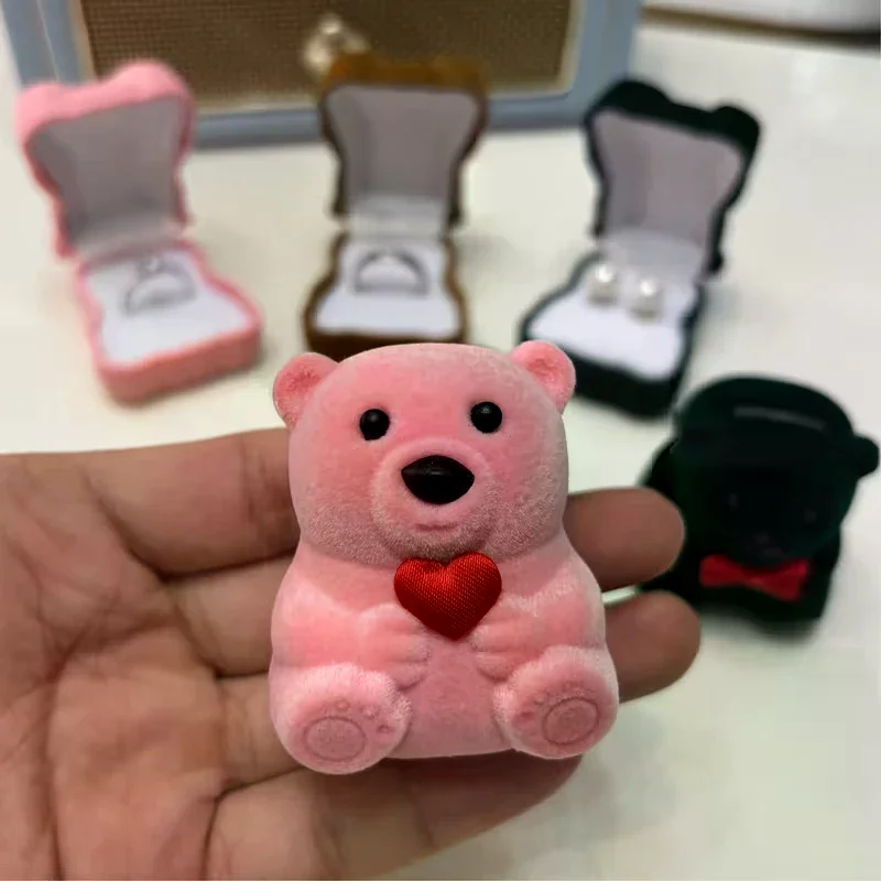 

Charming Teddy Bear Jewelry Box, Ring Organizer, Suitable For Storing Rings, Earrings And Other Jewelry, Exquisite Jewelry Box