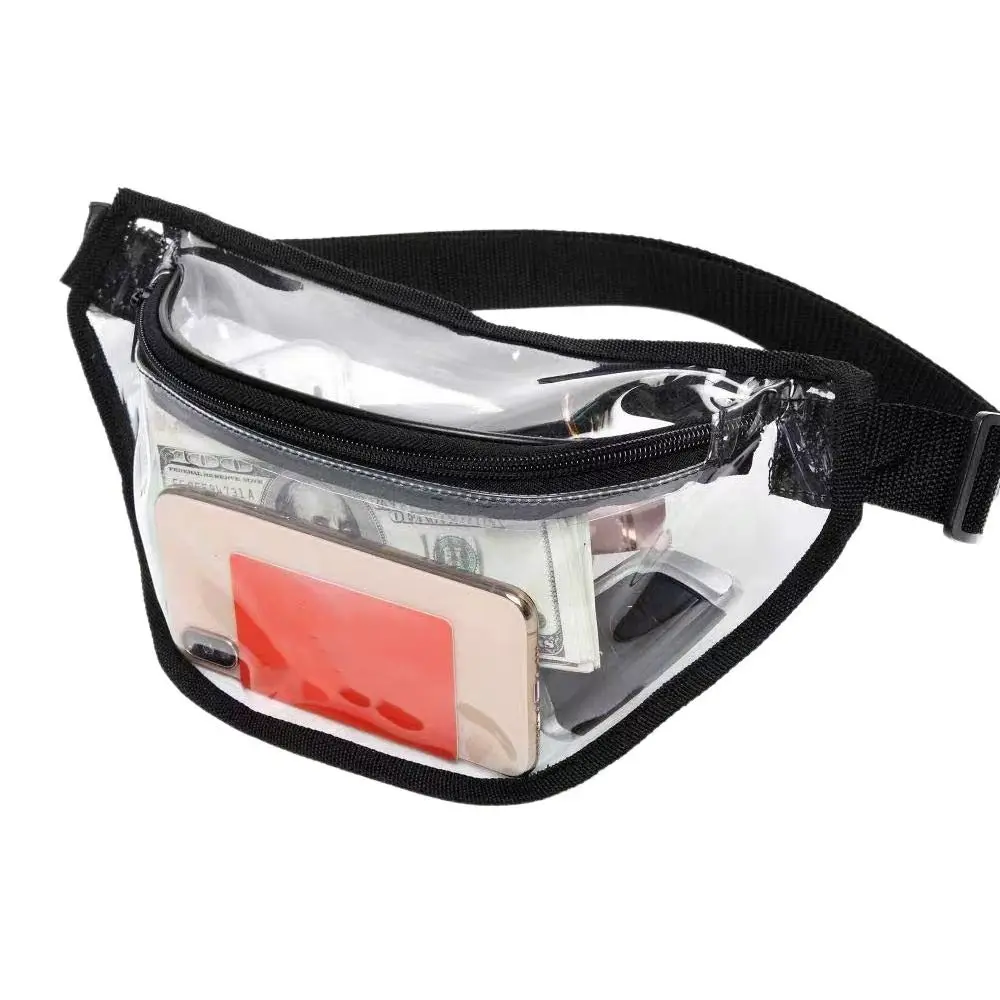 

Waterproof Transparent Waist Bag Water-Sprinkling Festival Zipper PVC Chest Bag Beach Handbag Simple Clear Crossbody Bag