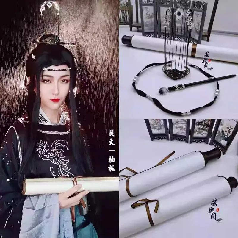 

lili 123Tian Guan Ci Fu Manga Version Ling Wen Anime Cosplay Props Heaven Official's Bless Lingwen headwear Wig Shoes Halloween