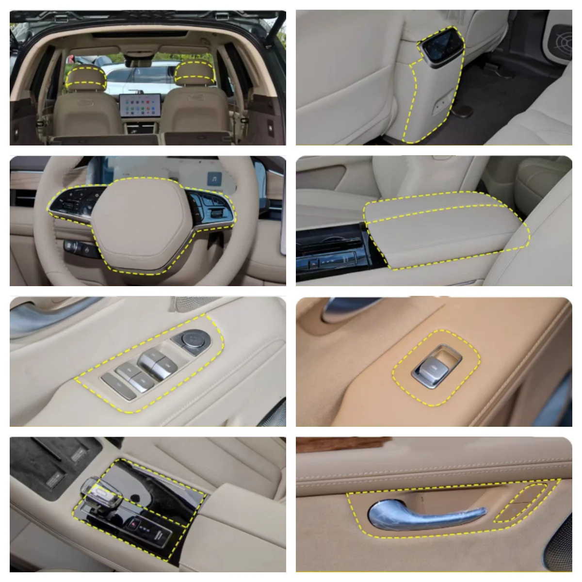 

(LHD) For AITO M7 2022-2024 Glass switch, handle, steering wheel, shift, armbox, headrest panel automotive interior accessories