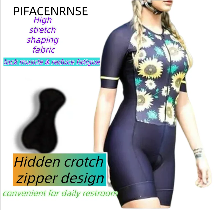 

Pro Team Triathlon Suit, Women's Breathable short Sleeve Cycling Jersey Skin suit, Jumpsuit Maillot Cycling Clothing Cycling Set