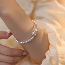 1Pcs Vintage Pearl Bangle Bracelet Luxury Adjustable Opening Bracelets Wedding Party For Women Jewelry Gift