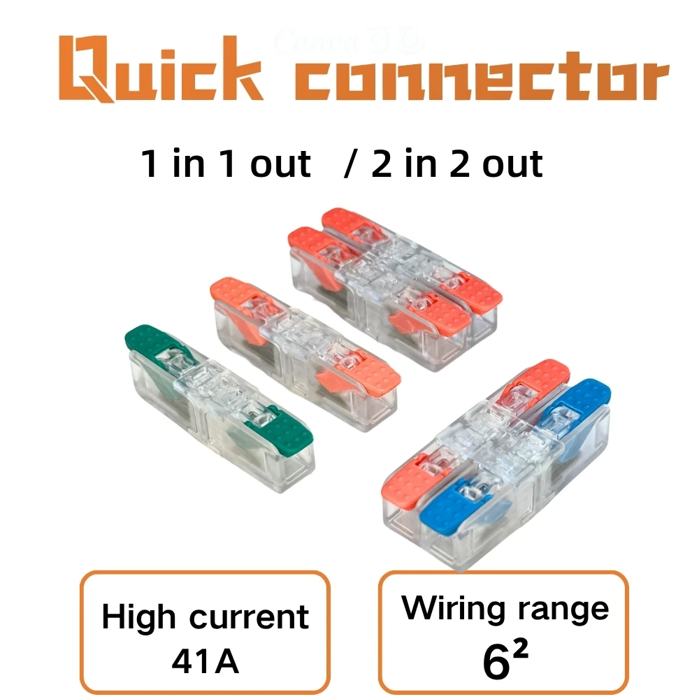 AOSI H61 H‑Type Push‑in Fast Wiring Terminal, 1‑In 1‑Out 2‑In 2‑Out Quick Connect Wire Splicer, Electrical Junction Connector