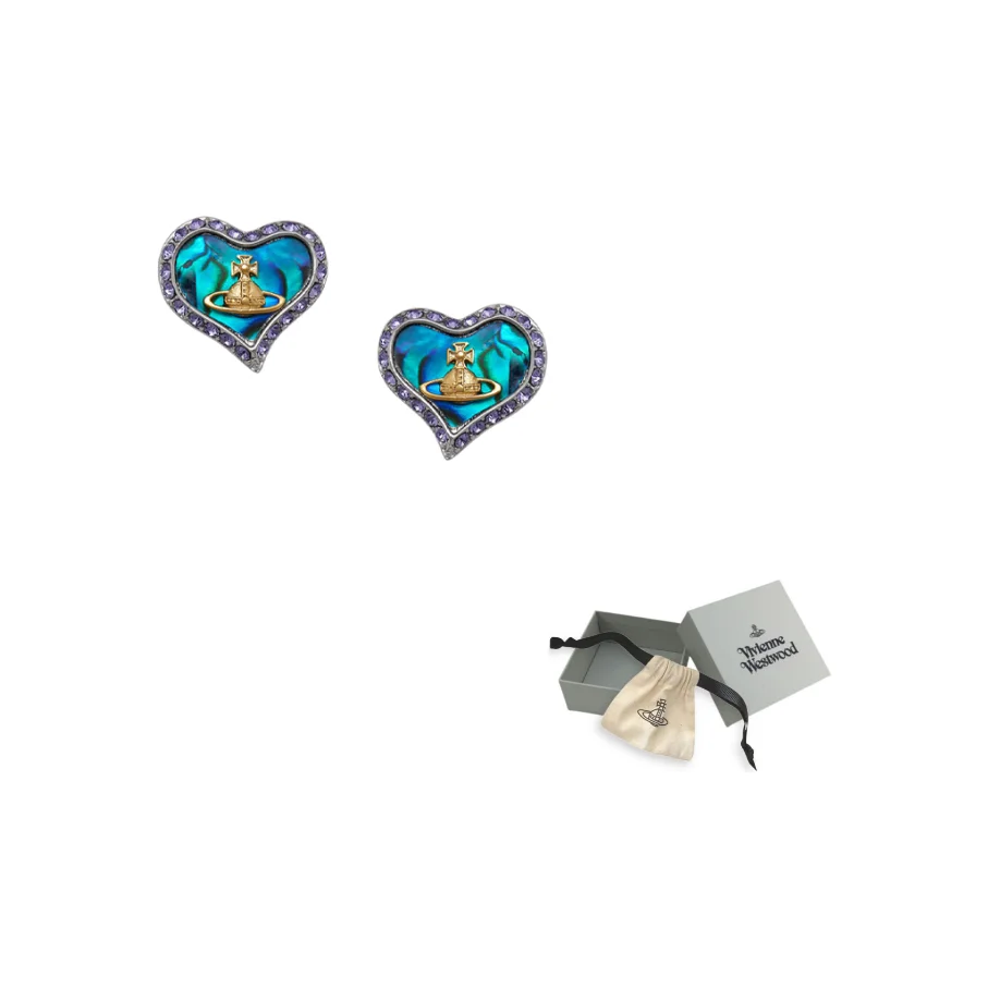 

Vivienne Westwood Saturn Logo Stud Earrings Women's Blue Shell/Blue Diamond 6201007402P436