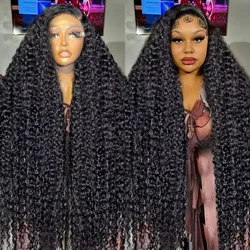 300 Density 13x6 Hd Deep Wave Frontal Wig 30 34inch Glueless Wigs 100% Human Hair Water Wave Curly Lace Front Wig For Women