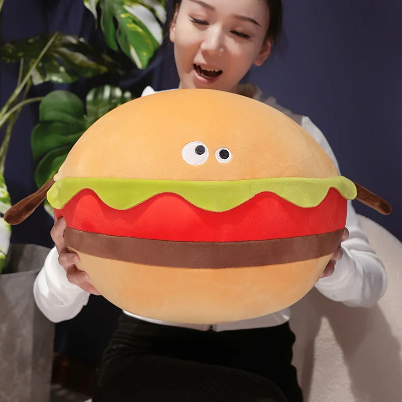 20~55cm Big SizeFunny Hamburger Plush Pillow Cute Stuffed Toy for Kids Lovely Room Decor Stress Relief Gift Stuffed Pillow