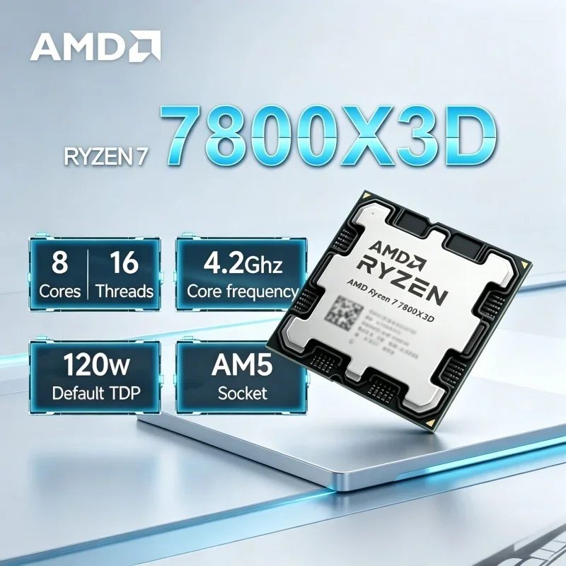 

AMD Ryzen 7 7800X3D CPU 8C16T 5.0GHz 5NM 96MB L3 Cache AM5 Socket Desktop Processor Tray Version Without Cooler