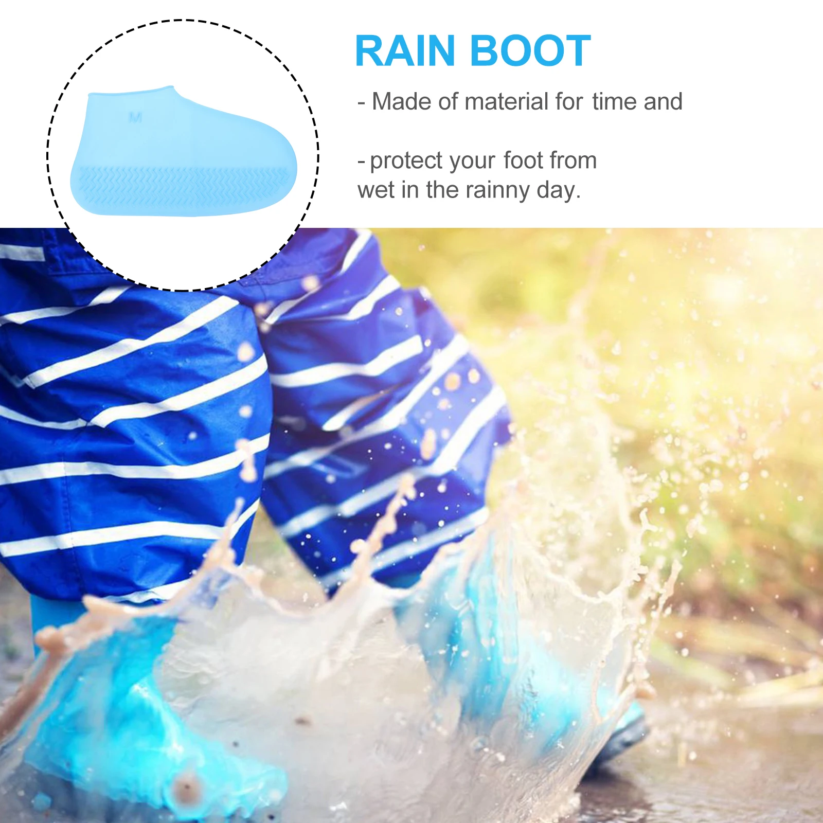 

Waterproof Shoe Covers 2PCS Soft Silicone Reusable NonSlip Rainproof Overshoes Outdoor Protectors AntiSlip Mud Snow
