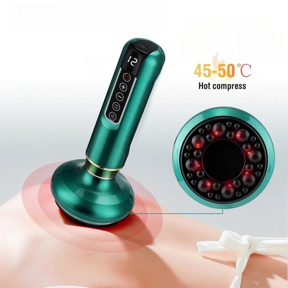 

6/12 Levels Electric GuaSha Cupping Massager Anti Cellulite Scraping Heating Body Slimming Massage Therapy Scraping Cupping Cans