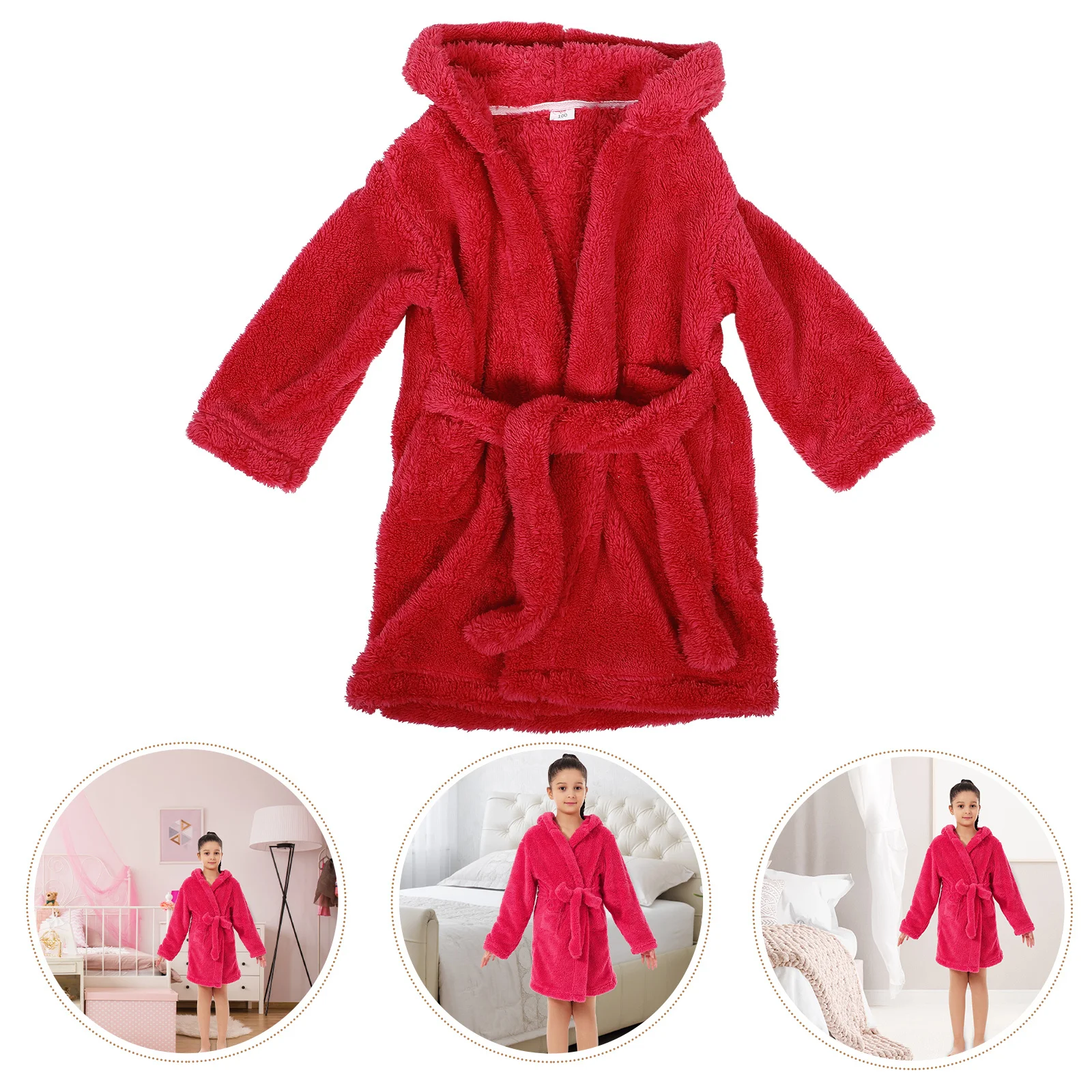 

Cozy Kids Bathrobe Soft Coral Fleece Hooded Robe for Toddler Bath Time Home Loungewear Warm Bathrobe for Kids Baby Bath Towels