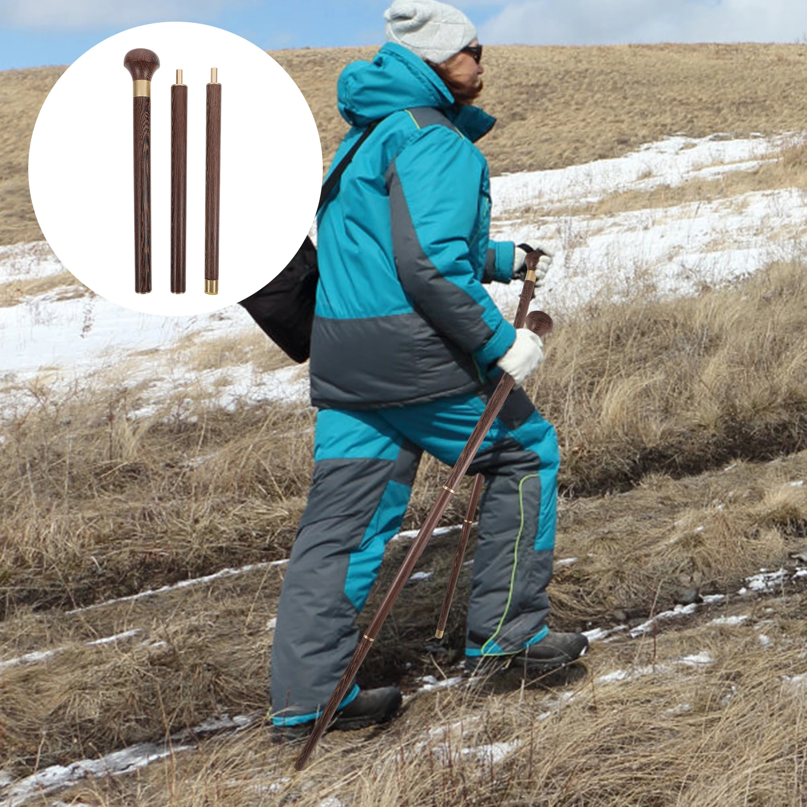 كبار السن المشي قضيب انفصال قصب الاستخدام في الهواء الطلق البني المضادة للانزلاق السفر عصا الدجاج الجناح الخشب قصب دائم طويلة الأمد #5