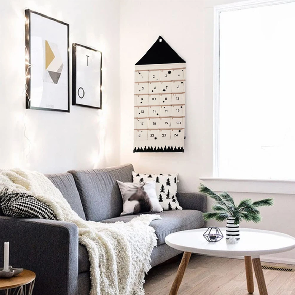 ديكور معلق على الحائط مع 24 جيوب عيد الميلاد 2025 عيد الميلاد تقويم القدوم قابلة لإعادة الاستخدام العد التنازلي التقويم المنزل عيد الميلاد لتقوم بها بنفسك الديكور