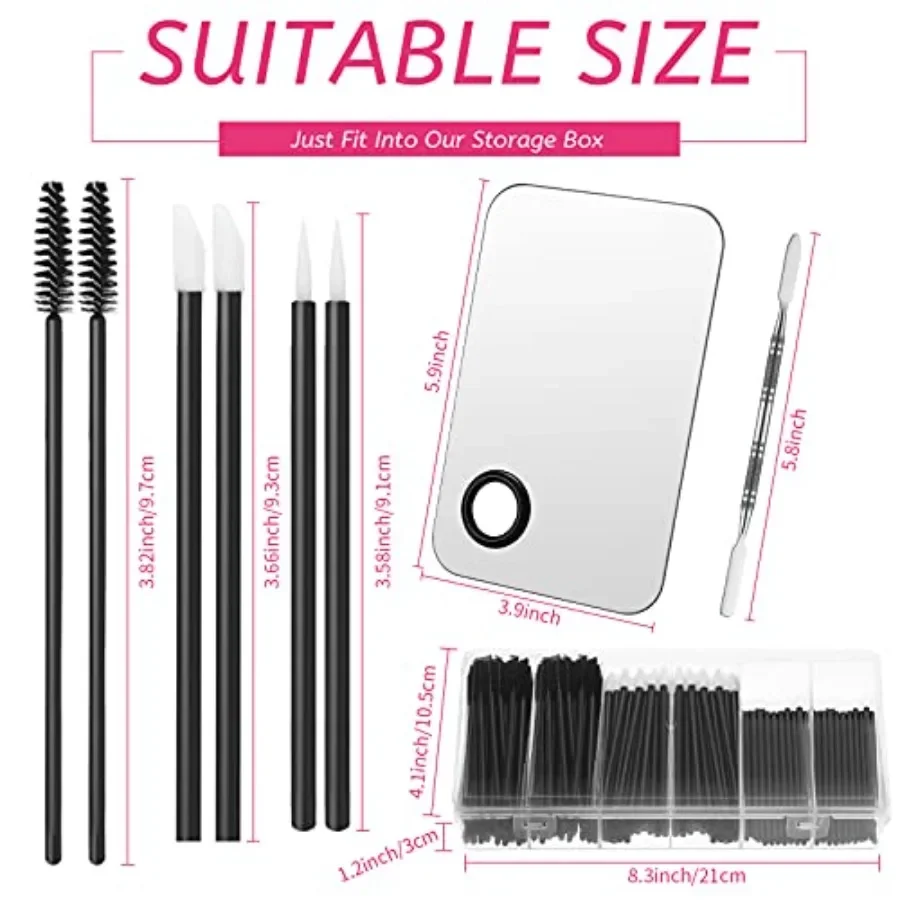 260 Pieces Disposable Makeup Tools Kit with Eyeliner Brushes Mascara Wands Lipstick Applicators Plastic Organizer Box Short