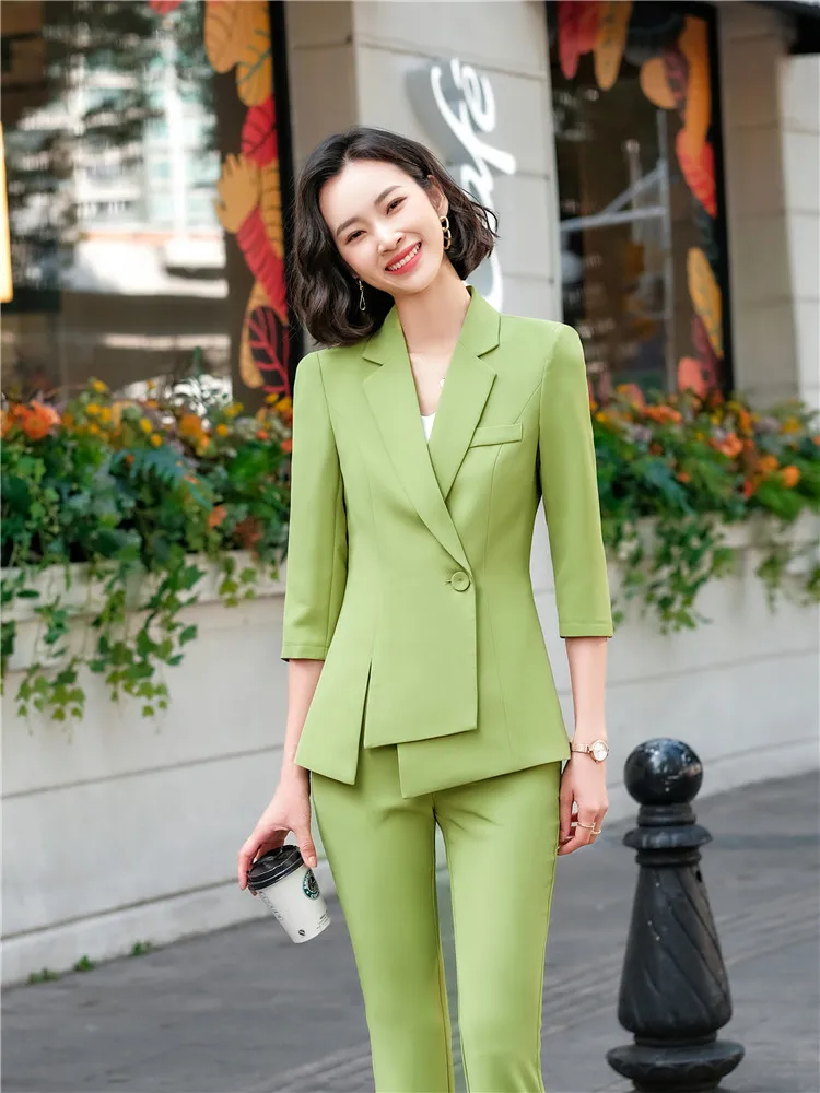 Butterfly Half Sleeve Blazer for Women Thin Office Suit Irregular Coat Fromal Solid Outerwear Chic Tops Green Spring New 2024