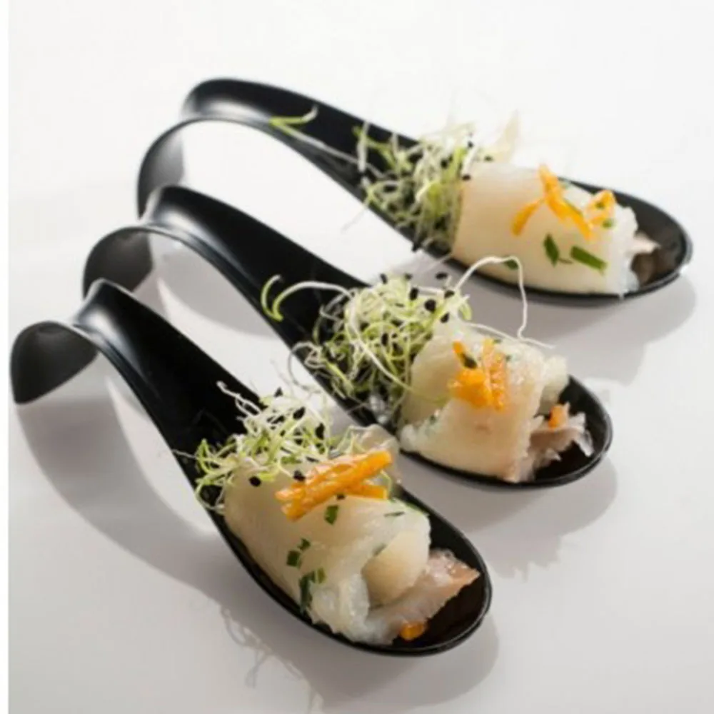 20 szt. x Jednorazowa zastawa stołowa na przyjęcie weselne w domu Sushi Deser Wave Łyżka