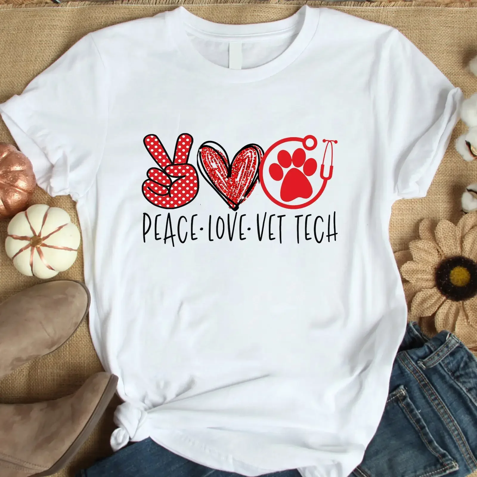 Vet Tech T Shirt Veterinarian Technician s for Peace Love vintage Washed Casual Comfortable Stylish Top For Everyday Wear