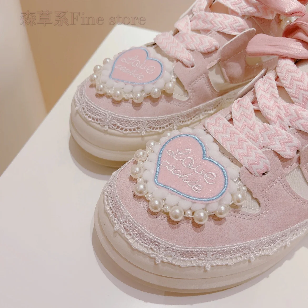 Girls Shoes Pink Lovely Pearls Decoractions Cute Bow Autumn 2023 New Girlish Heart Round Head High Quality Casual Sneakers