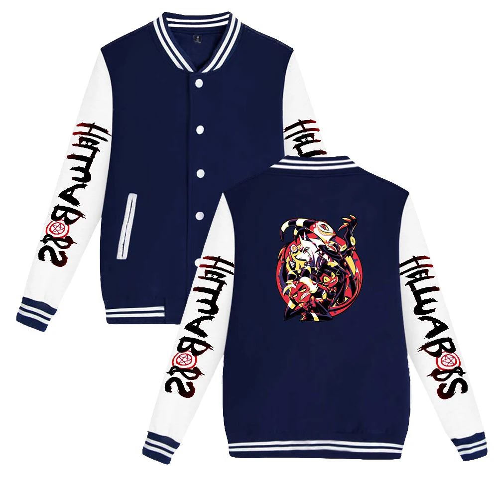 Helluva Boss-Chaqueta de béisbol para hombre y mujer, chaqueta informal, sudadera Harajuku, ropa de calle, abrigos de Anime para chico y Chica, moda