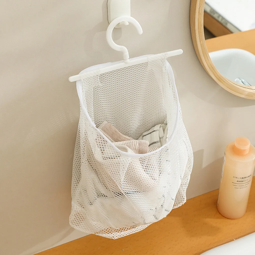 

Clothes Peg Storage Bag Tote Mesh Laundry Bags Organizer Bathroom Hanging Holder White Polyester Travel