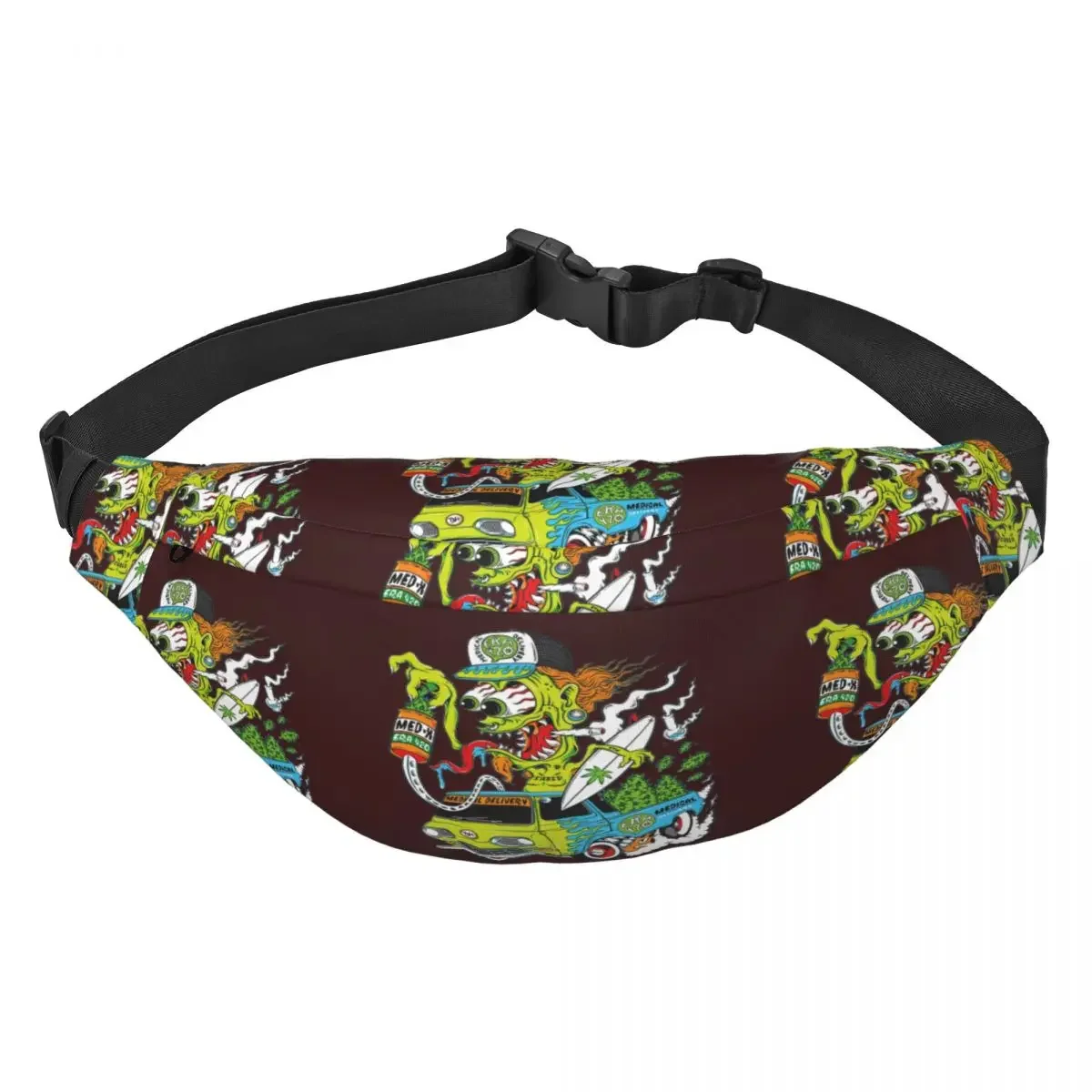 American Hot Rod Fanny Pack Women Men Casual Rat Fink Sling Crossbody Waist Bag for Hiking Phone Money Pouch