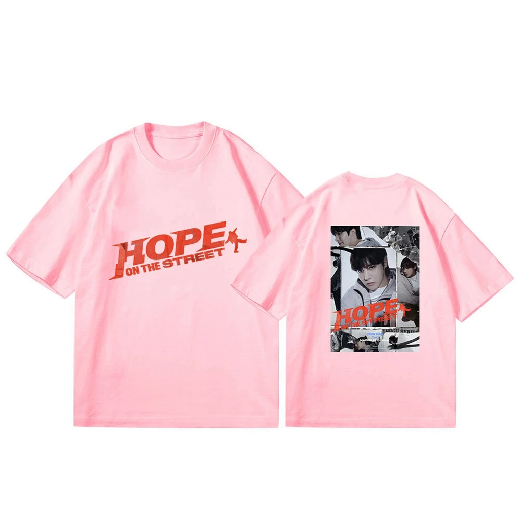 Mode Damen T-Shirt Kpop J-HOPE HOPE ON THE STREET Sommer O-Ausschnitt Kurzarm Casual Paar T-Shirt Top