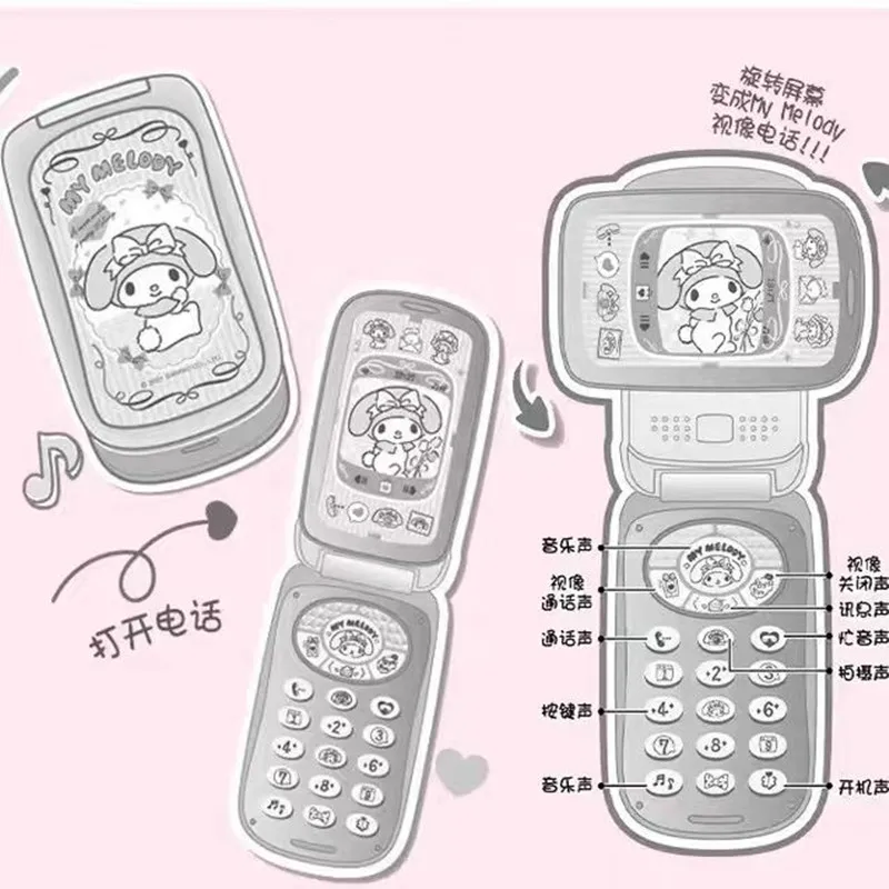 Hello Kitty Simulação Telefone Melodia Música Rotativa Vídeo Telefone 58025 Brinquedo de menina de desenho animado fofo