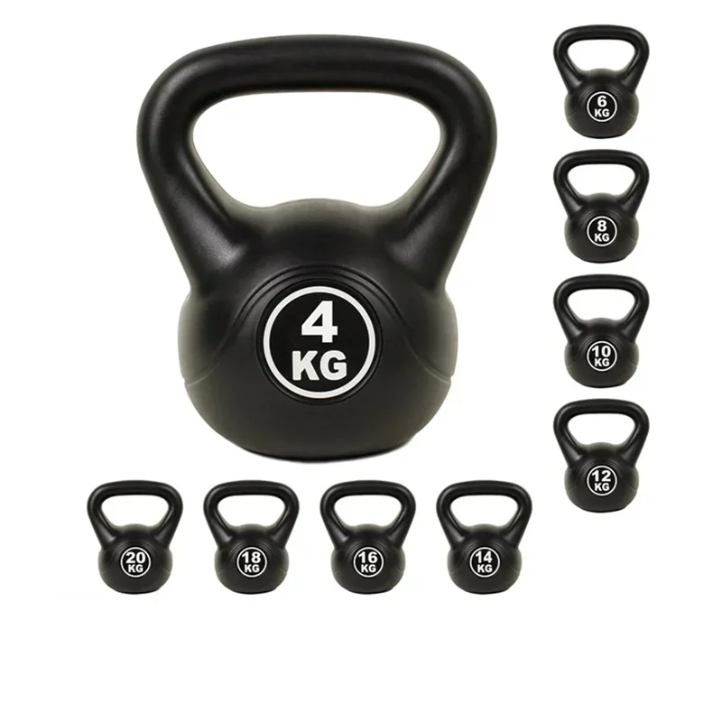 Wholesale Home Gym  Black 2 4 6 8 10 12 KG Fixed kettle-bell lady\'s small dumbbells Cement Plastic kettlebell