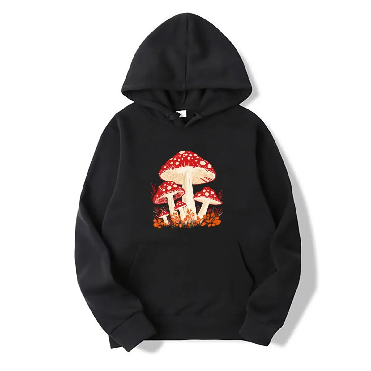 Vintage Red Spotted Mushroom Forest Botanical Illustration_1 Autumn and winter new men's and women's hooded sweatshirts