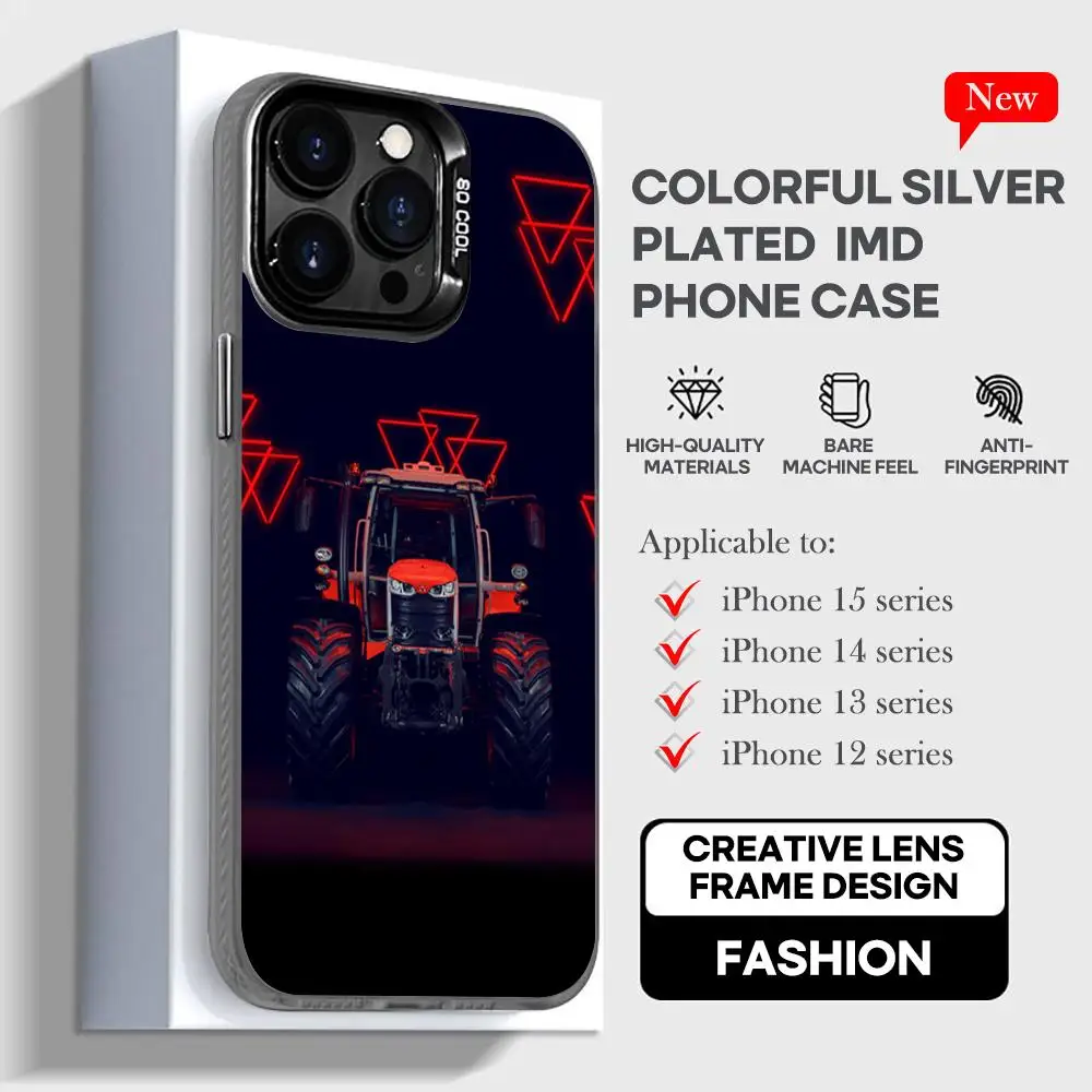 red-Massey Ferguson tractor Phone Case black IMD Colorful Phone Case Silver Cover Suitable for Apple iPhone 15 14 13 12 11 XS Pr