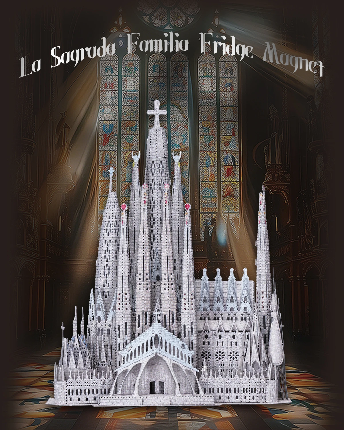 Piececool 3D Metal Model Kits La Sagrada Familia Fridge Magnet Model Building Kit Jigsaw Puzzles for Adult Best Gifts Home Decor