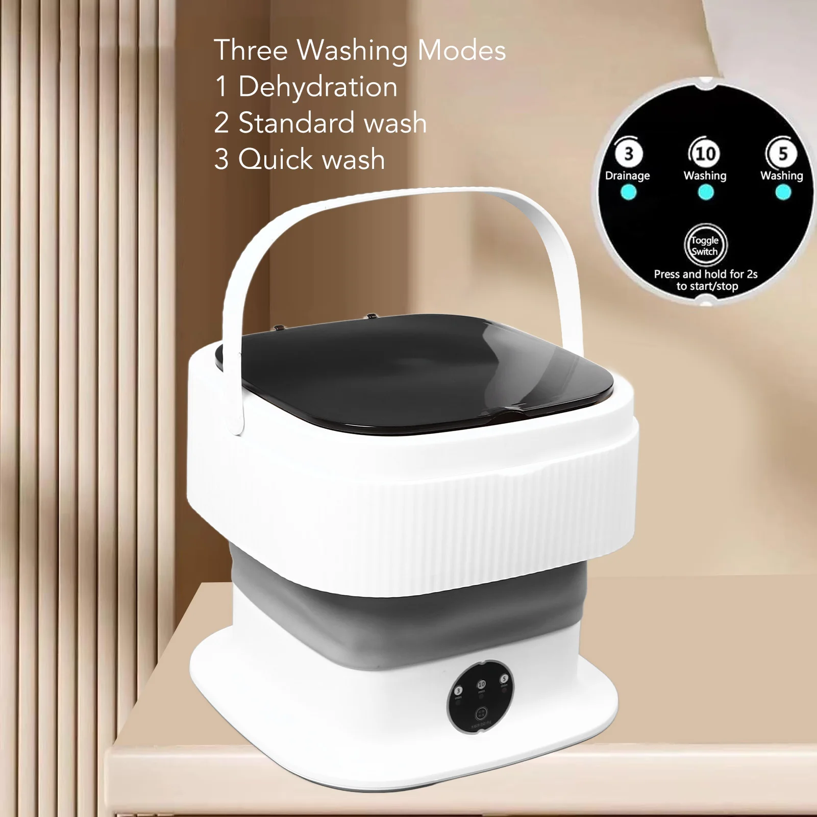 

Mini Washing Machine Foldable Washing Machine 10L Capacity Portable Mini Washer for Baby Clothes Underwear Socks